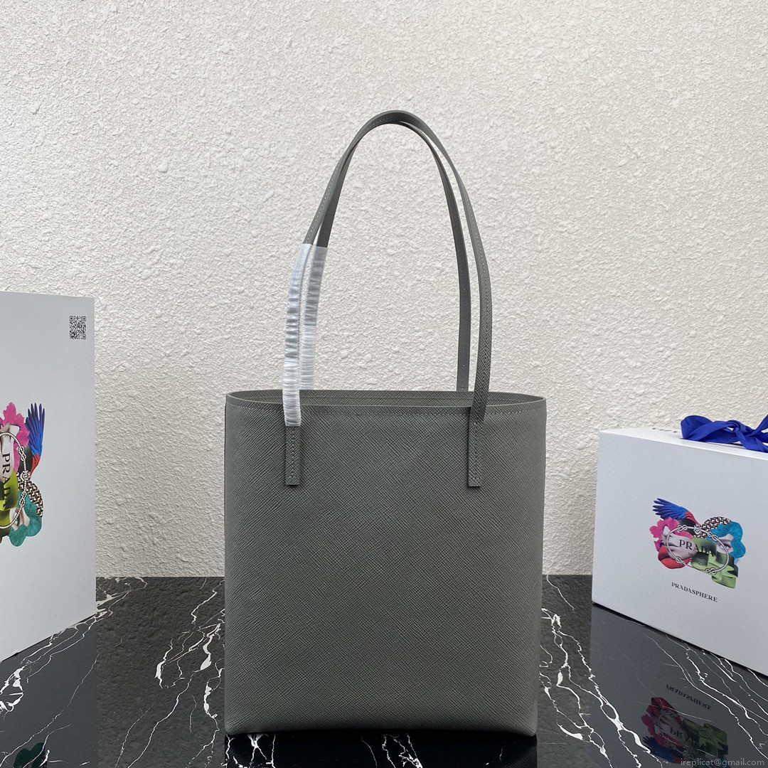 Prada Saffiano Leather 1BG342 Tote Gray