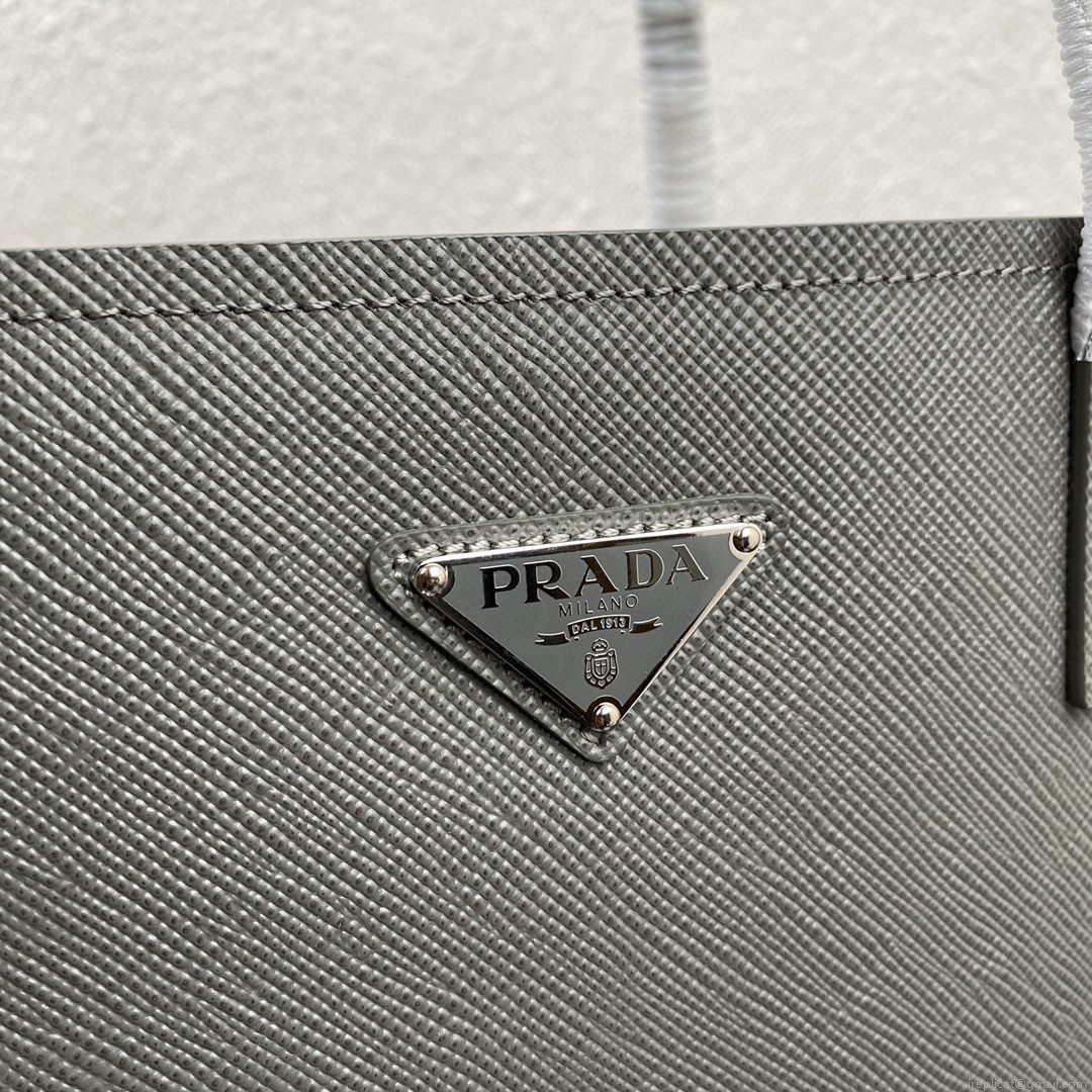 Prada Saffiano Leather 1BG342 Tote Gray