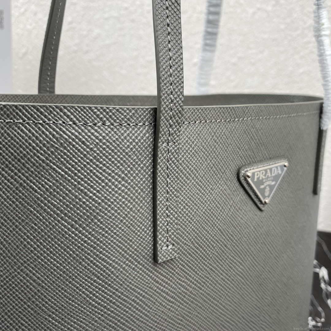 Prada Saffiano Leather 1BG342 Tote Gray