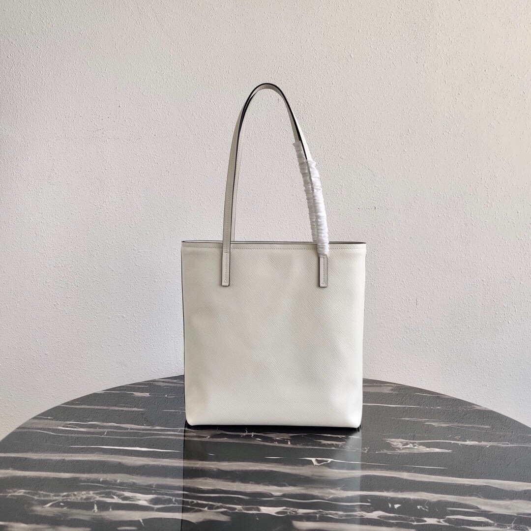 Prada Saffiano Leather 1BG342 Tote White