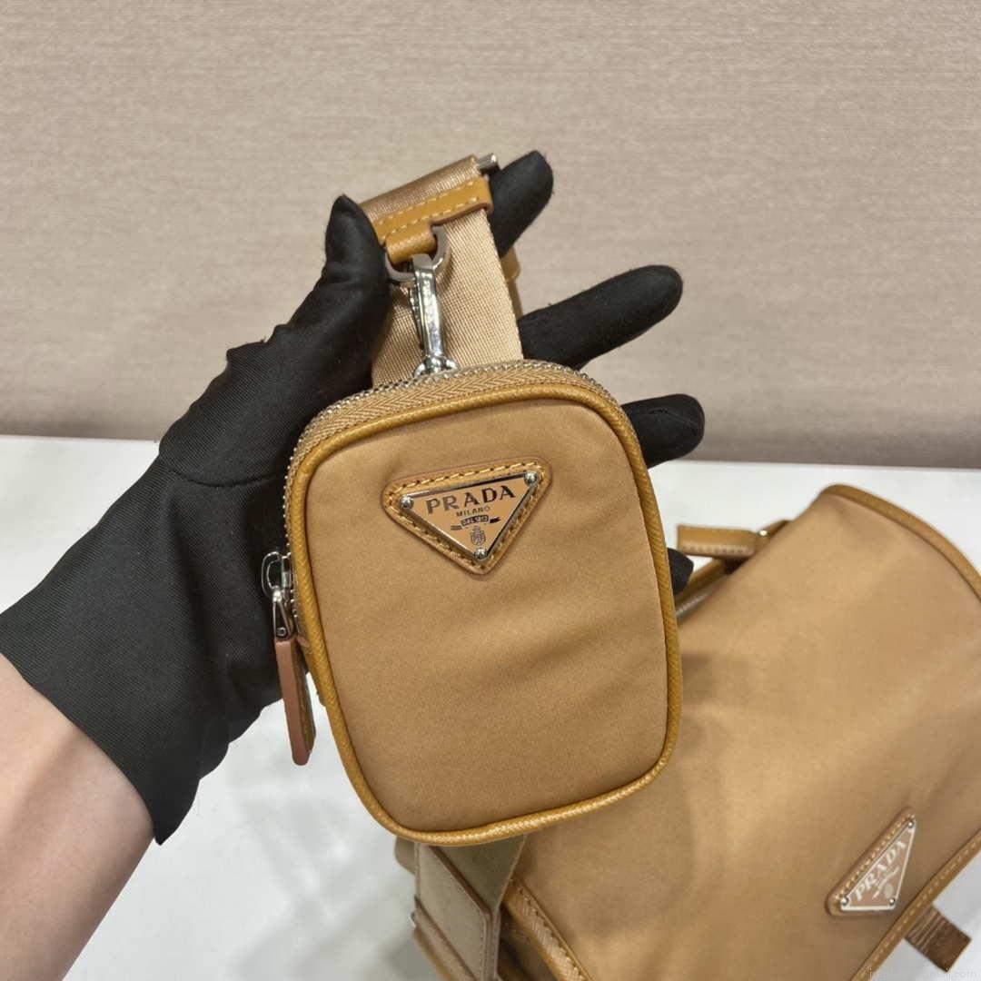 Prada 2VD034 Nylon messenger bag shoulder bag Tan