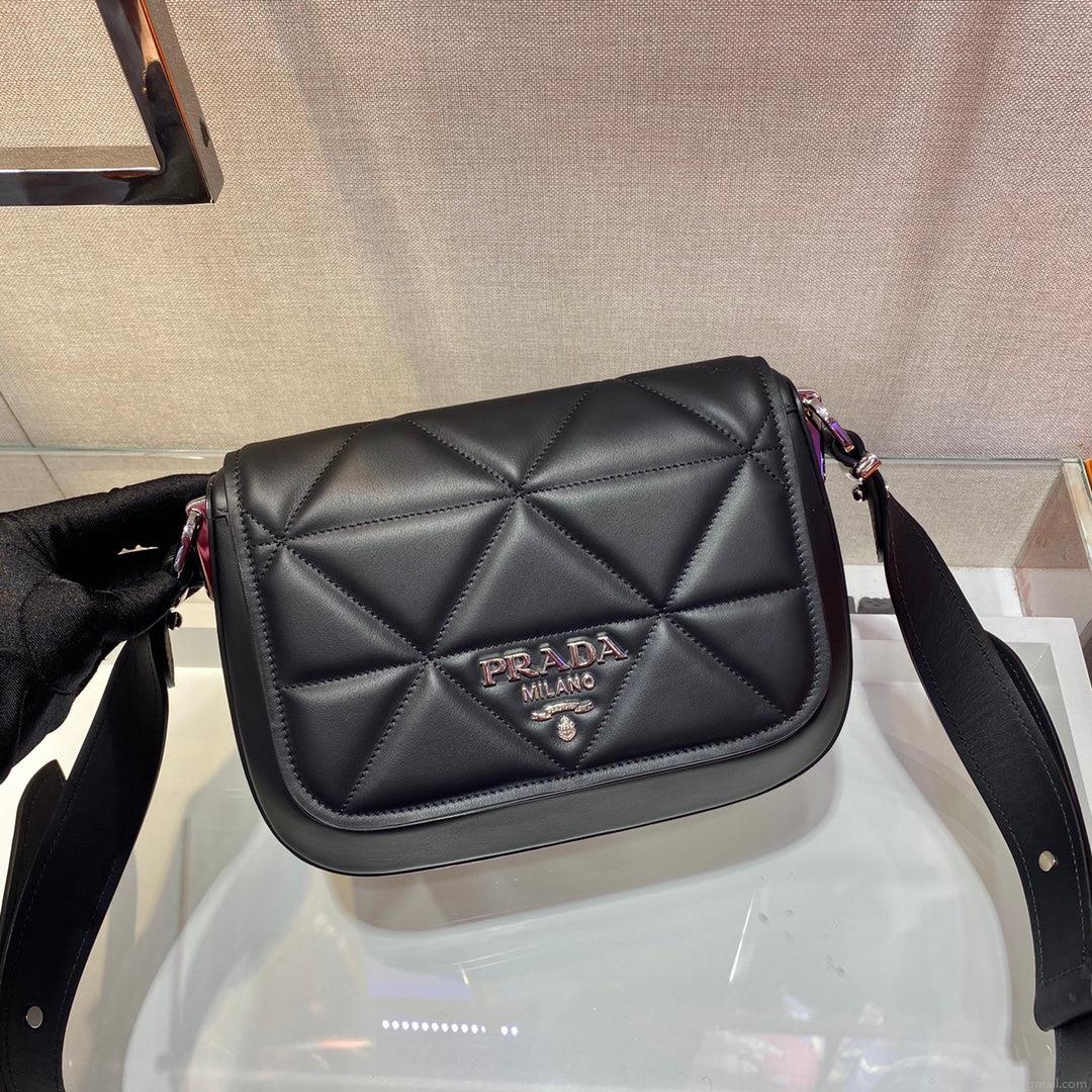 Prada 1BD283 Women’s Spectrum Leather Shoulder Bag Black