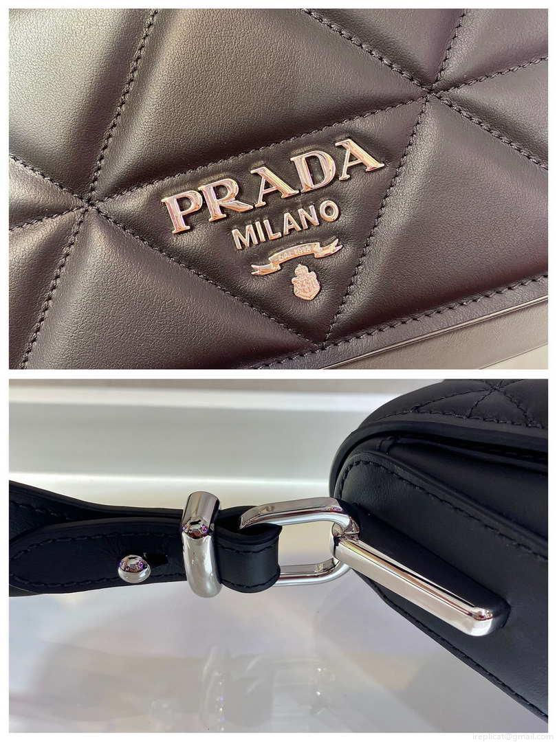 Prada 1BD283 Women’s Spectrum Leather Shoulder Bag Black