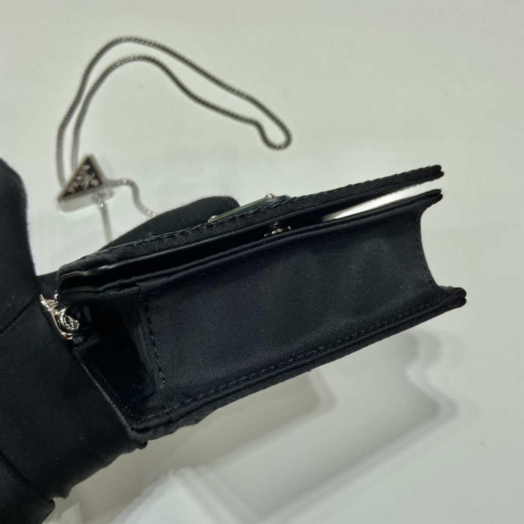Prada Cardholder with shoulder strap and sequins 1MR024 Black
