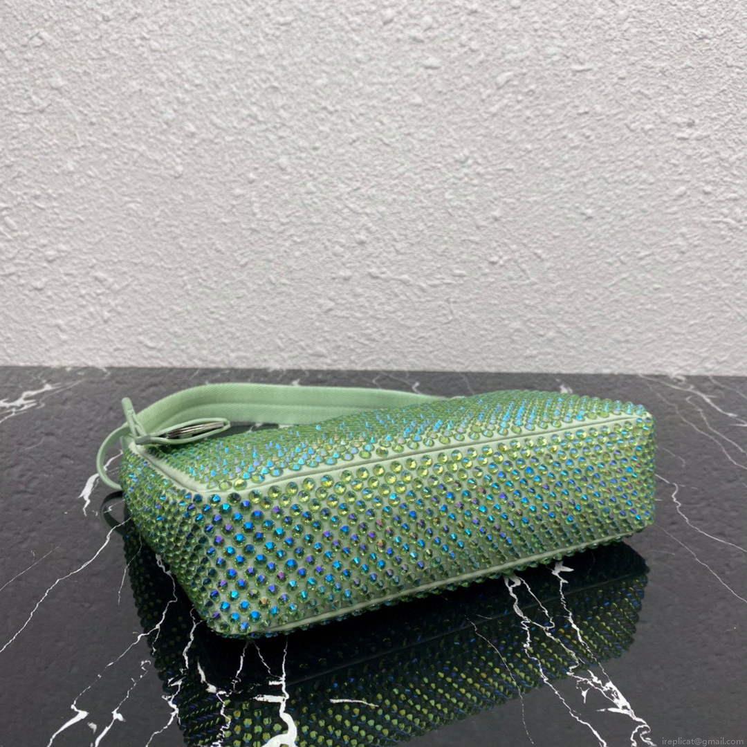 Prada 1NE515 Satin mini-bag with artificial crystals Green