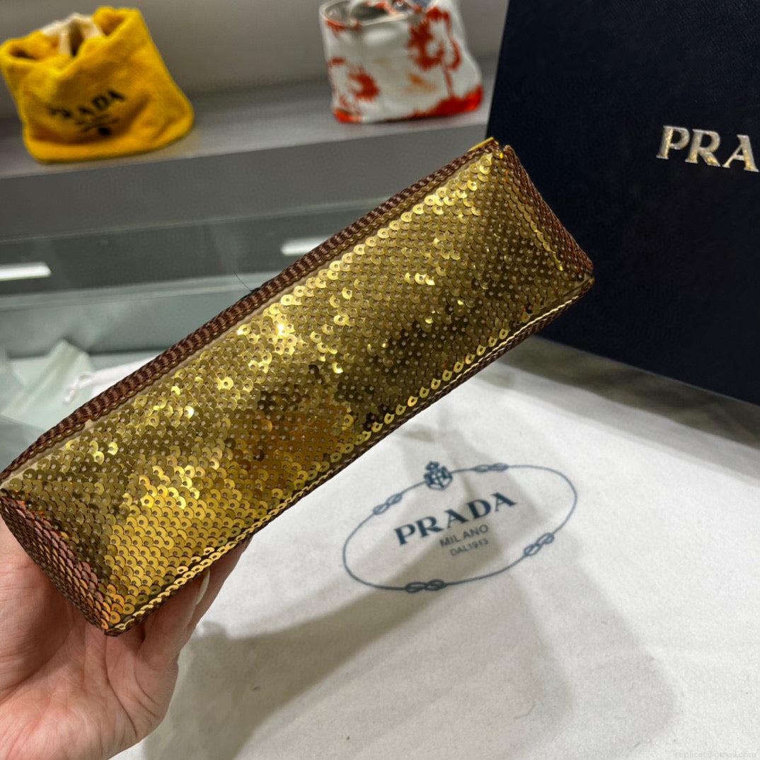 Prada 1NE515 Re-Edition 2000 sequined Re-Nylon mini-bag Gold