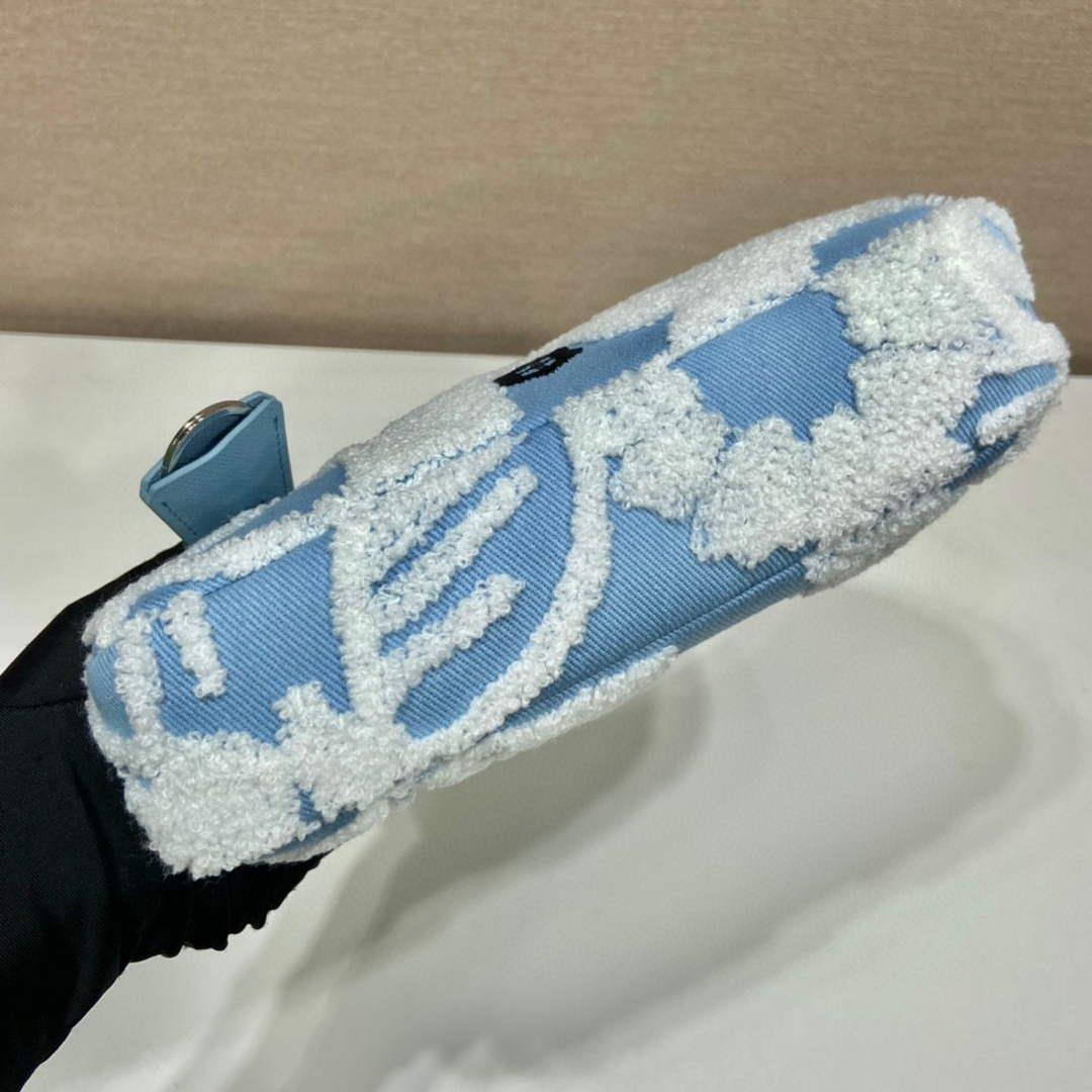 Prada 1NE515 Re-Edition 2000 embroidered drill mini bag blue white