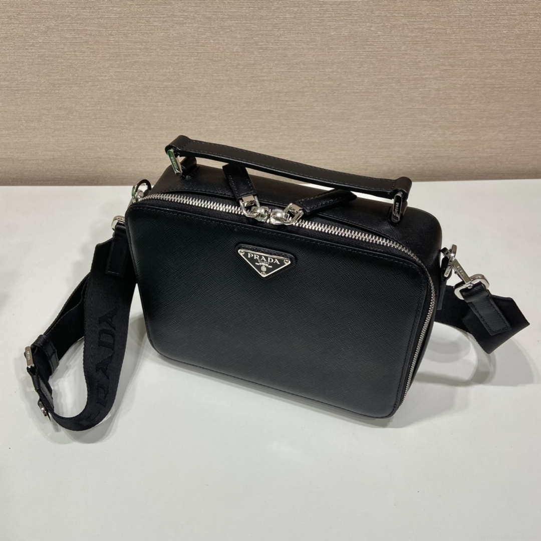 Prada 2VH069 Brique Saffiano leather bag Black
