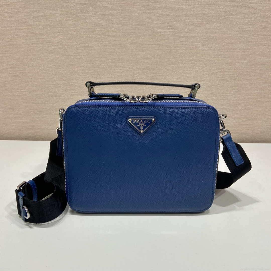 Prada 2VH069 Brique Saffiano leather bag Blue