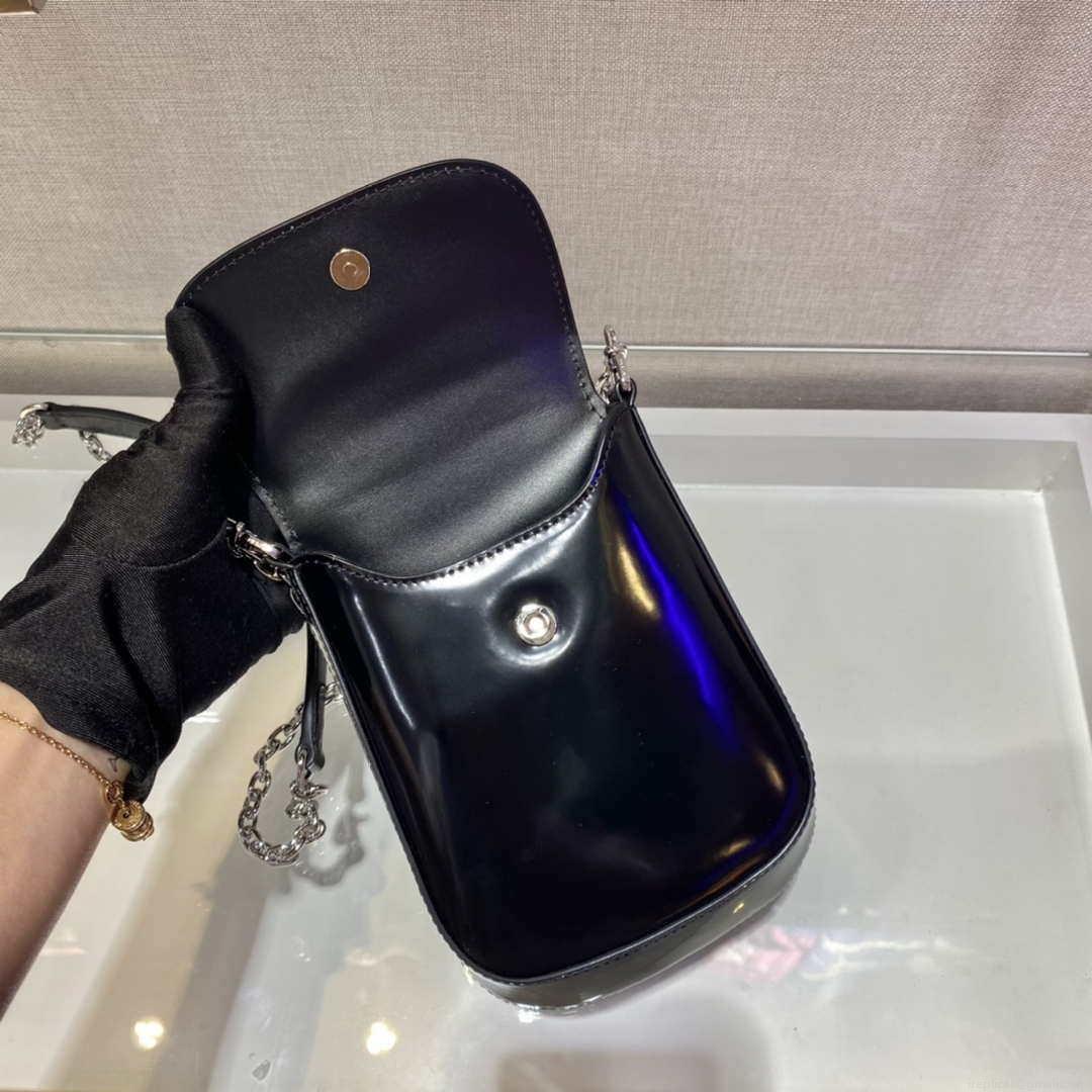 Prada 1BH185 Mini Cleo BRUSHED Leather Black