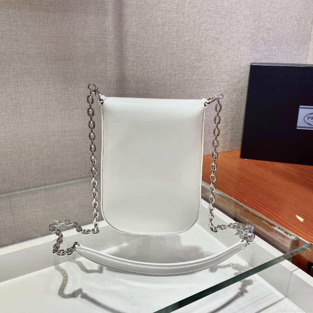 Prada 1BH185 Mini Cleo BRUSHED Leather White