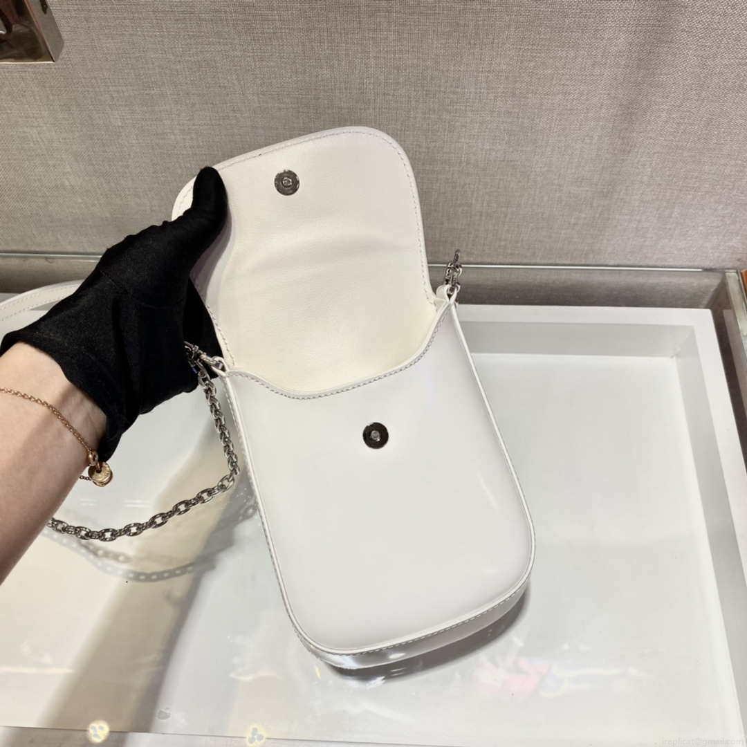 Prada 1BH185 Mini Cleo BRUSHED Leather White