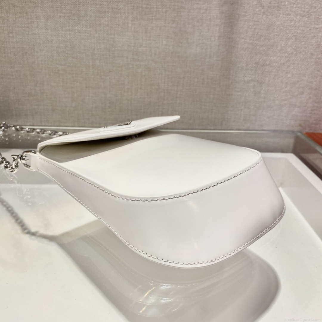 Prada 1BH185 Mini Cleo BRUSHED Leather White