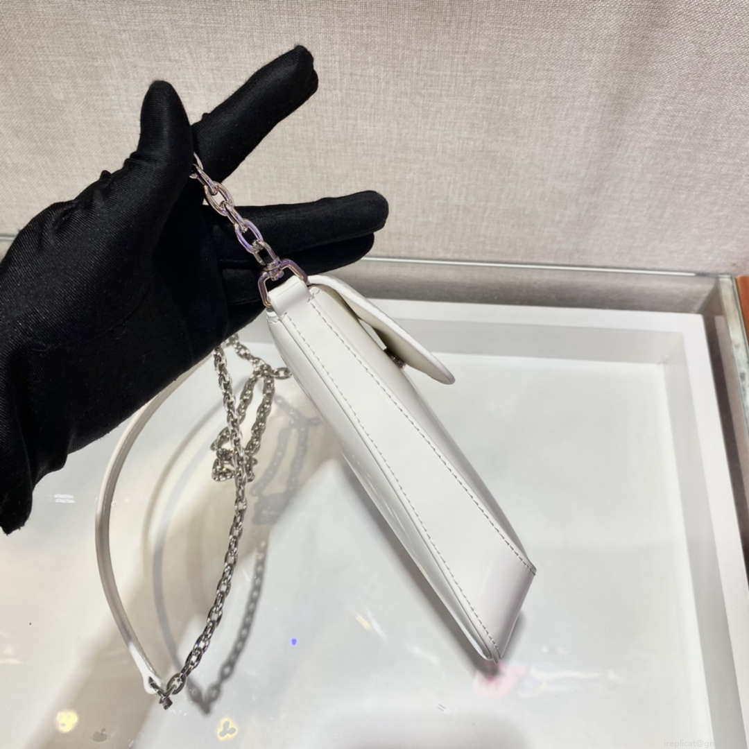 Prada 1BH185 Mini Cleo BRUSHED Leather White
