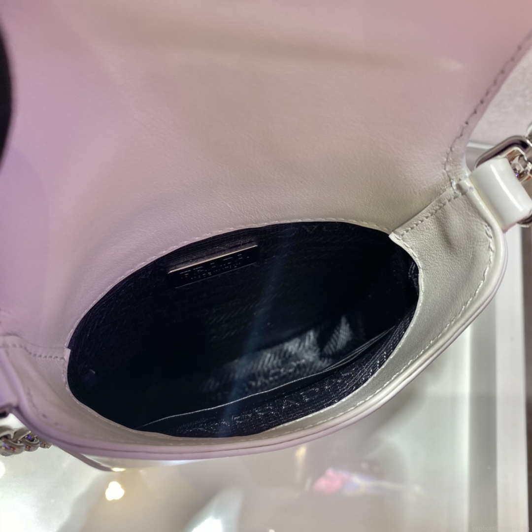 Prada 1BH185 Mini Cleo BRUSHED Leather White