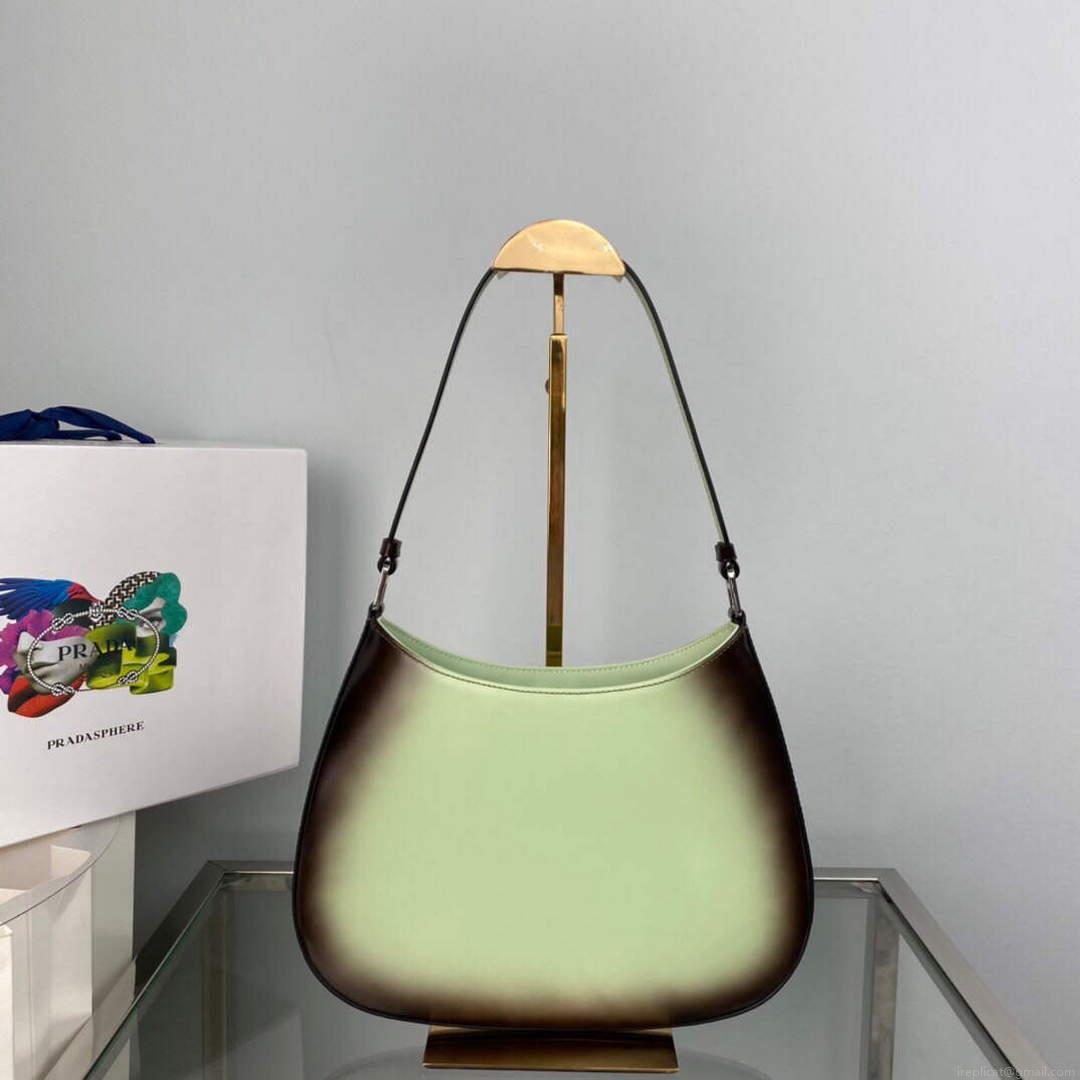 Prada 1BC499 Cleo brushed Gradient leather shoulder bag Green