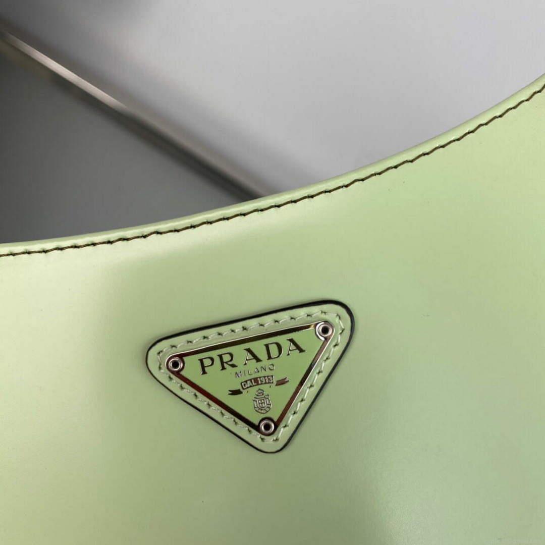 Prada 1BC499 Cleo brushed Gradient leather shoulder bag Green