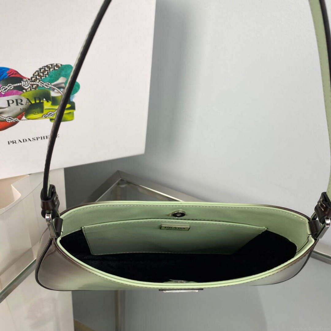 Prada 1BC499 Cleo brushed Gradient leather shoulder bag Green