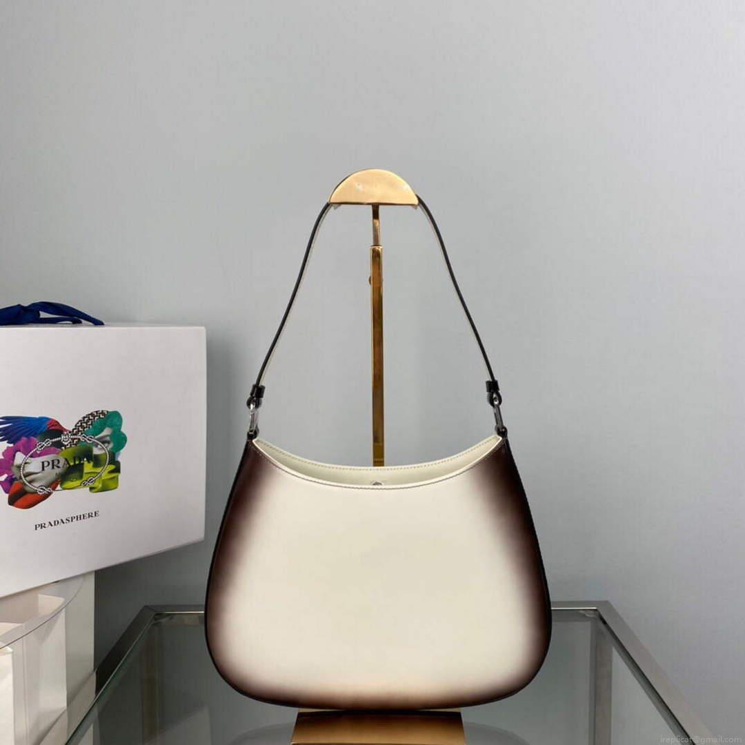 Prada 1BC499 Cleo brushed Gradient leather shoulder bag Beige