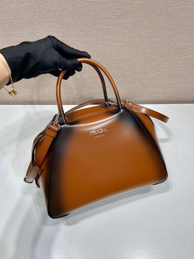 Prada 1BA366 Small brushed leather Prada Supernova handbag Brown