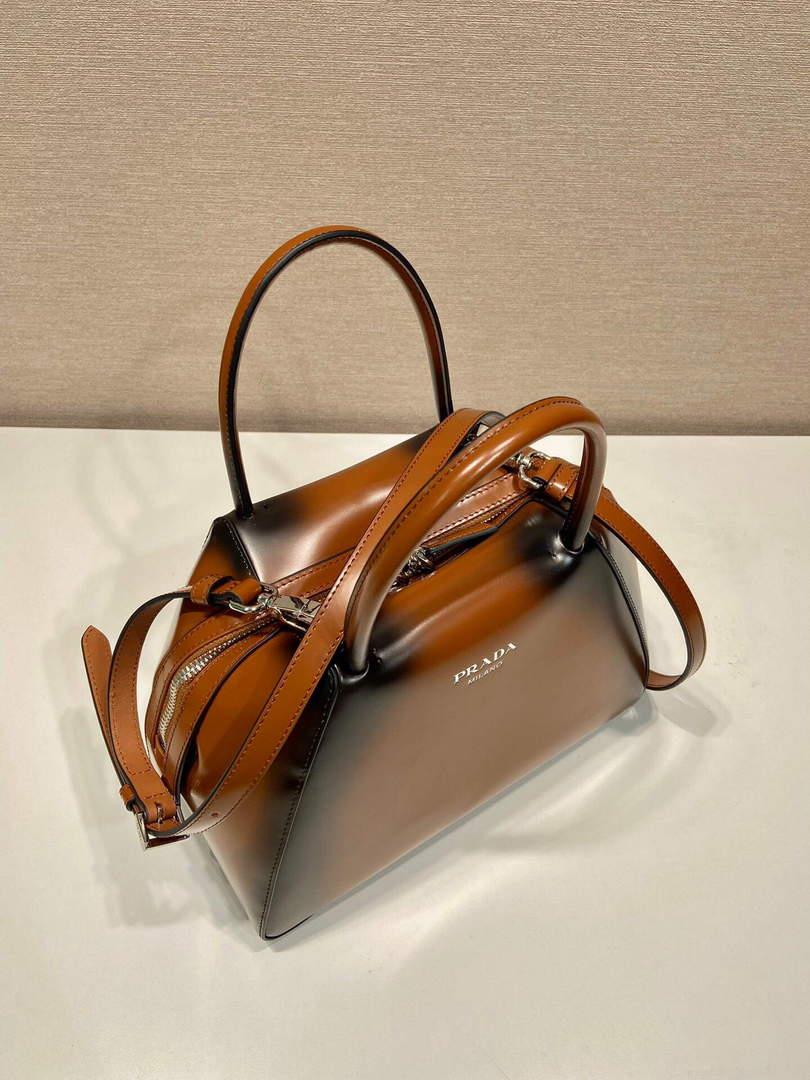 Prada 1BA366 Small brushed leather Prada Supernova handbag Brown