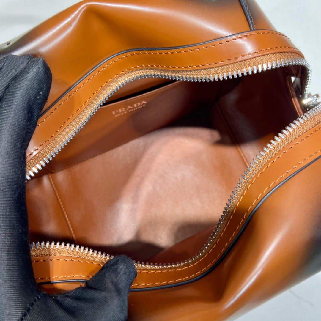Prada 1BA366 Small brushed leather Prada Supernova handbag Brown