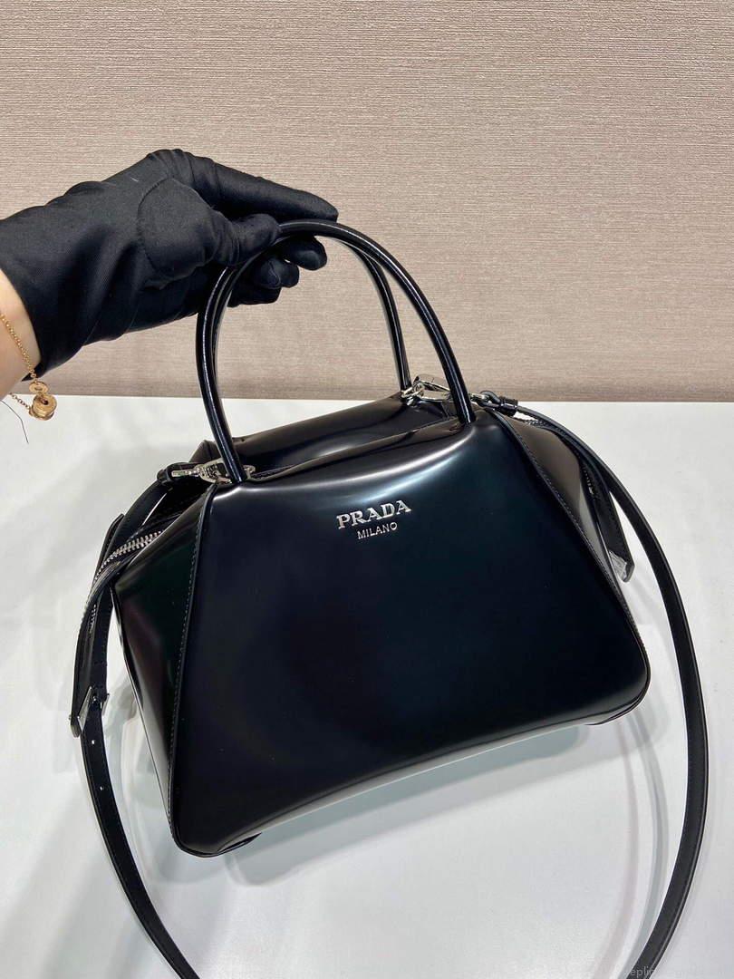 Prada 1BA366 Small brushed leather Prada Supernova handbag Black