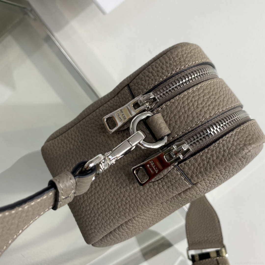 Prada Leather bag with shoulder strap 1BH082 Dark Gray