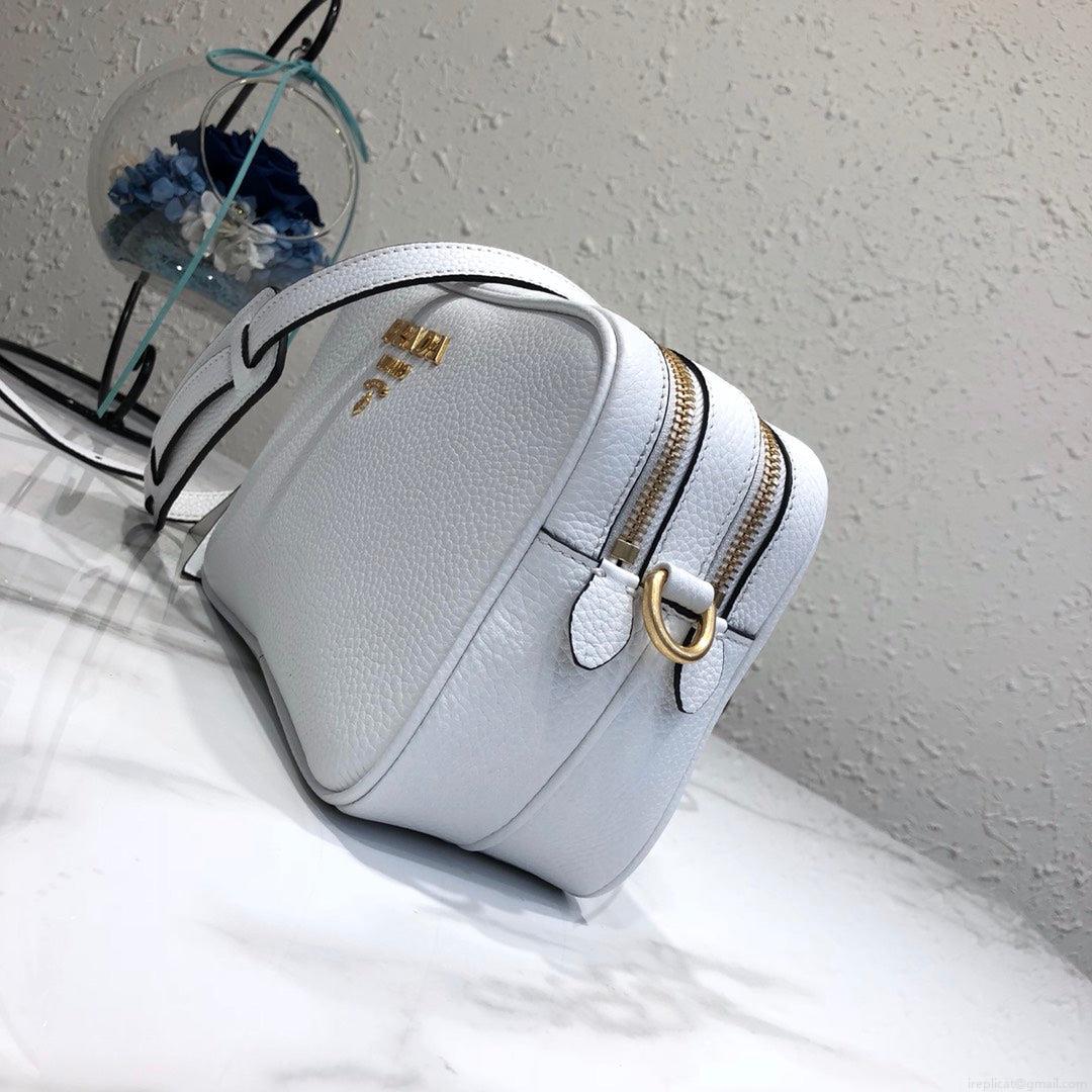 Prada 1BH082 Leather bag with shoulder strap White Gold