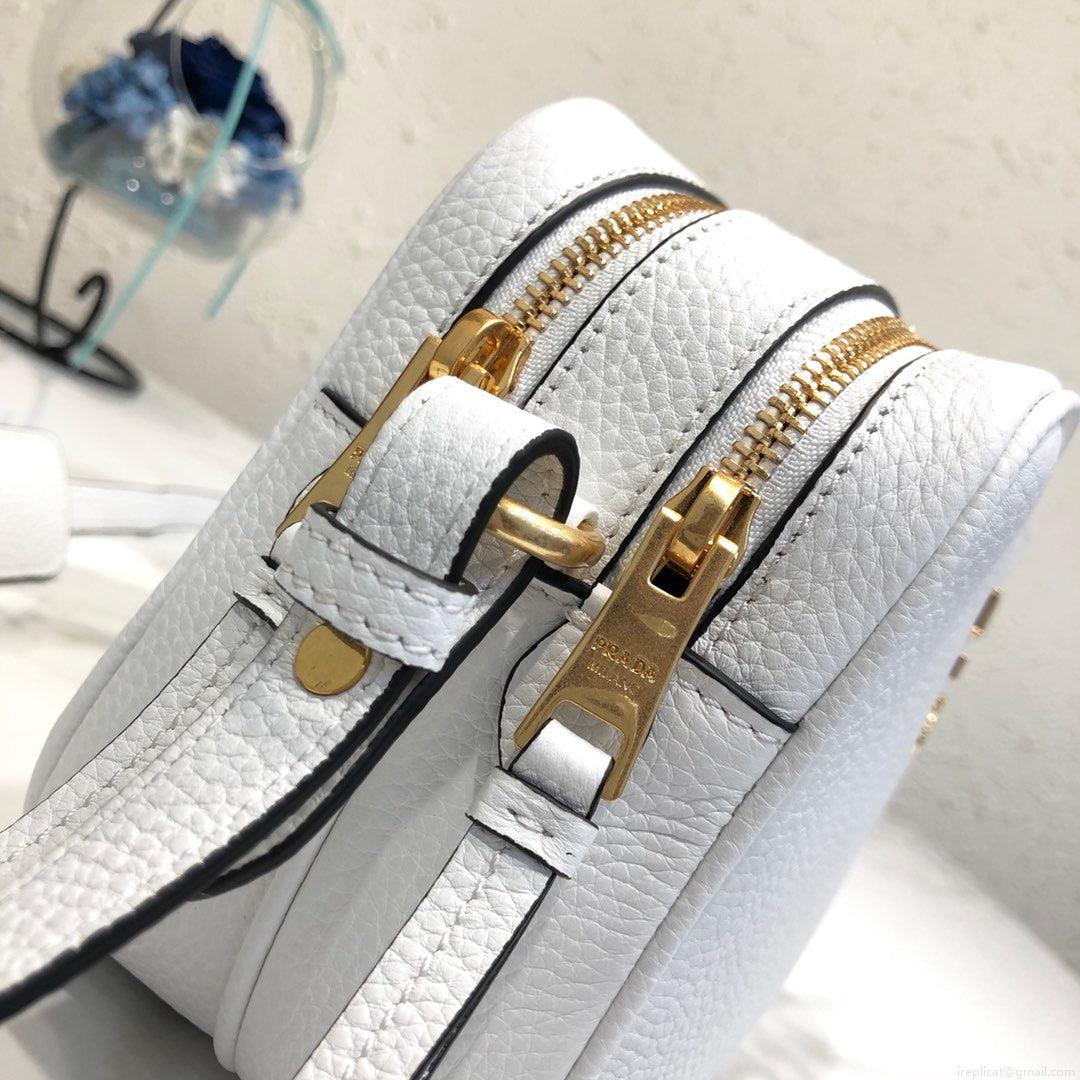 Prada 1BH082 Leather bag with shoulder strap White Gold