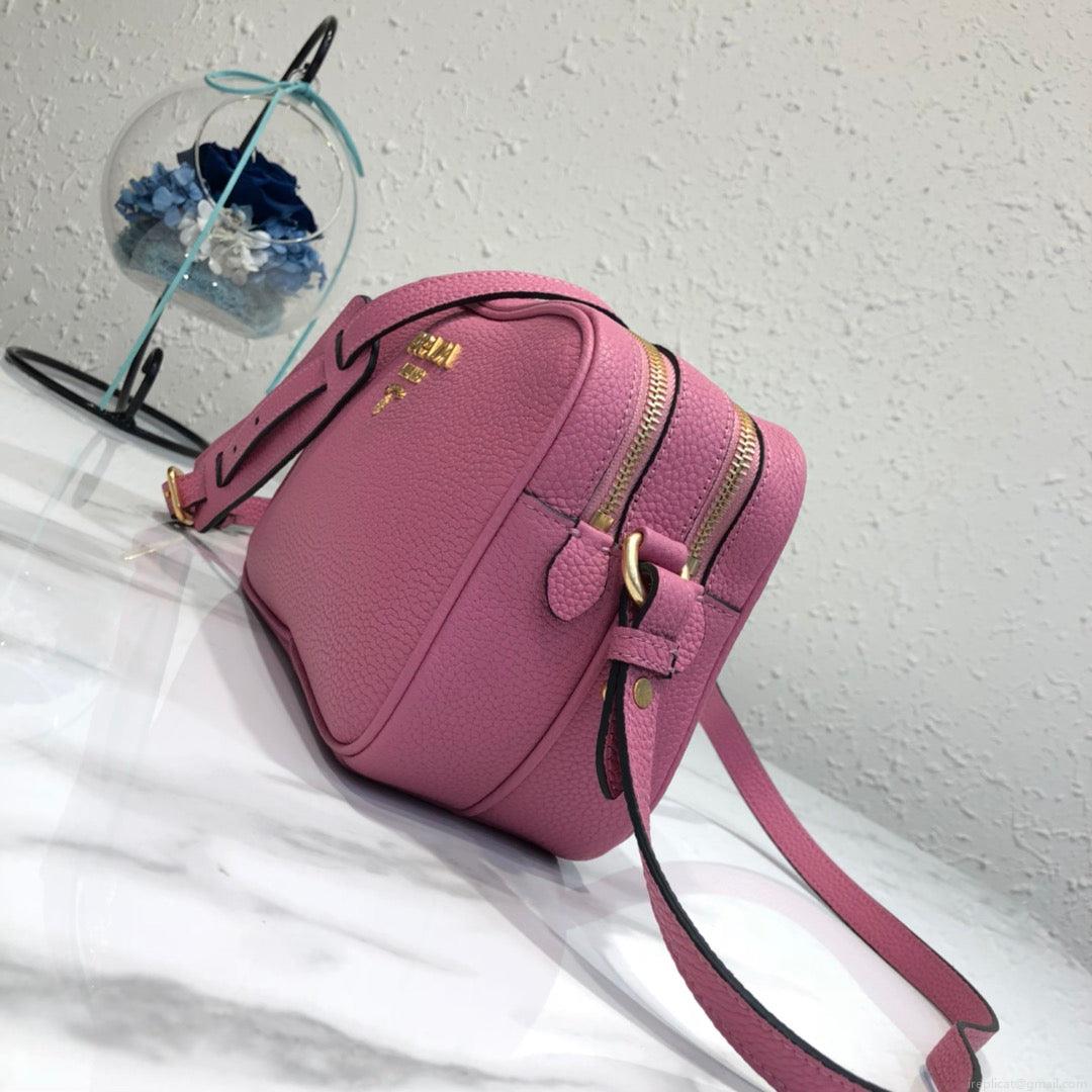 Prada 1BH082 Leather bag with shoulder strap Rose Red Gold