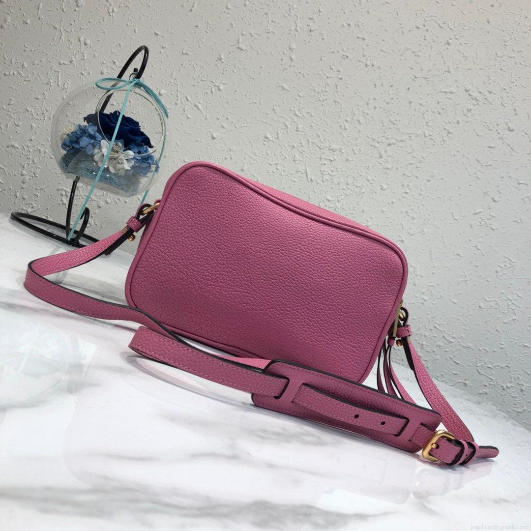 Prada 1BH082 Leather bag with shoulder strap Rose Red Gold
