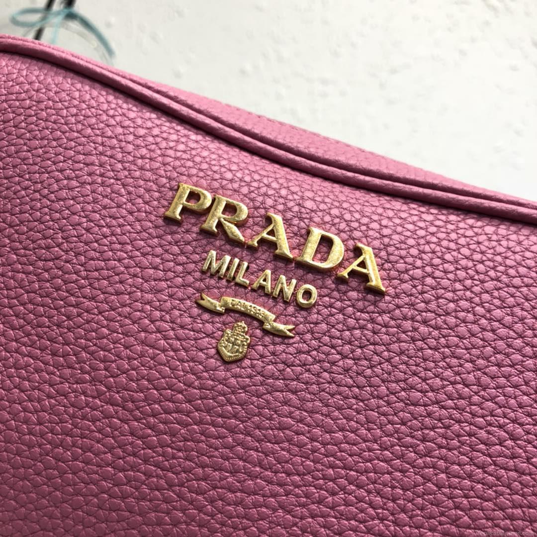 Prada 1BH082 Leather bag with shoulder strap Rose Red Gold