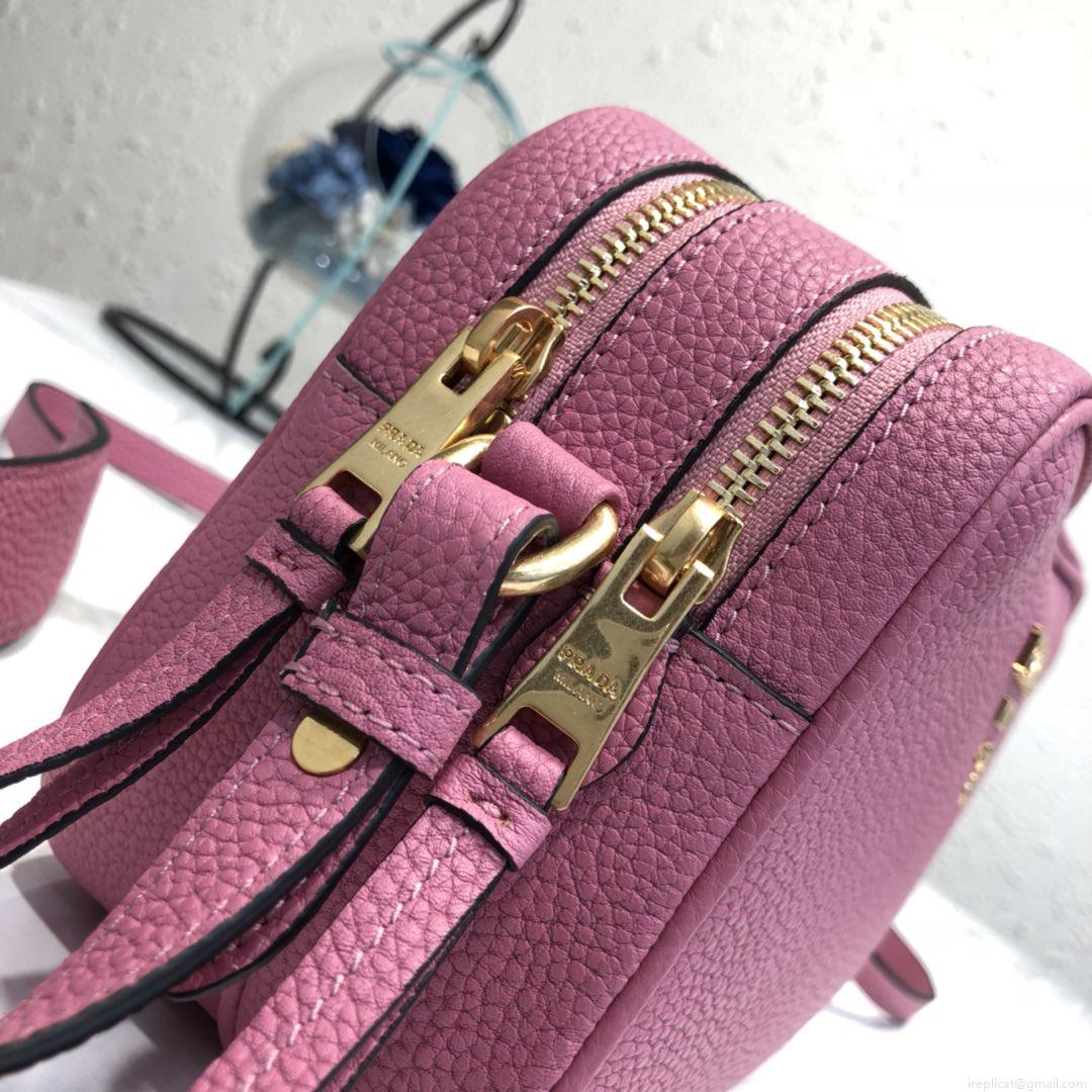 Prada 1BH082 Leather bag with shoulder strap Rose Red Gold