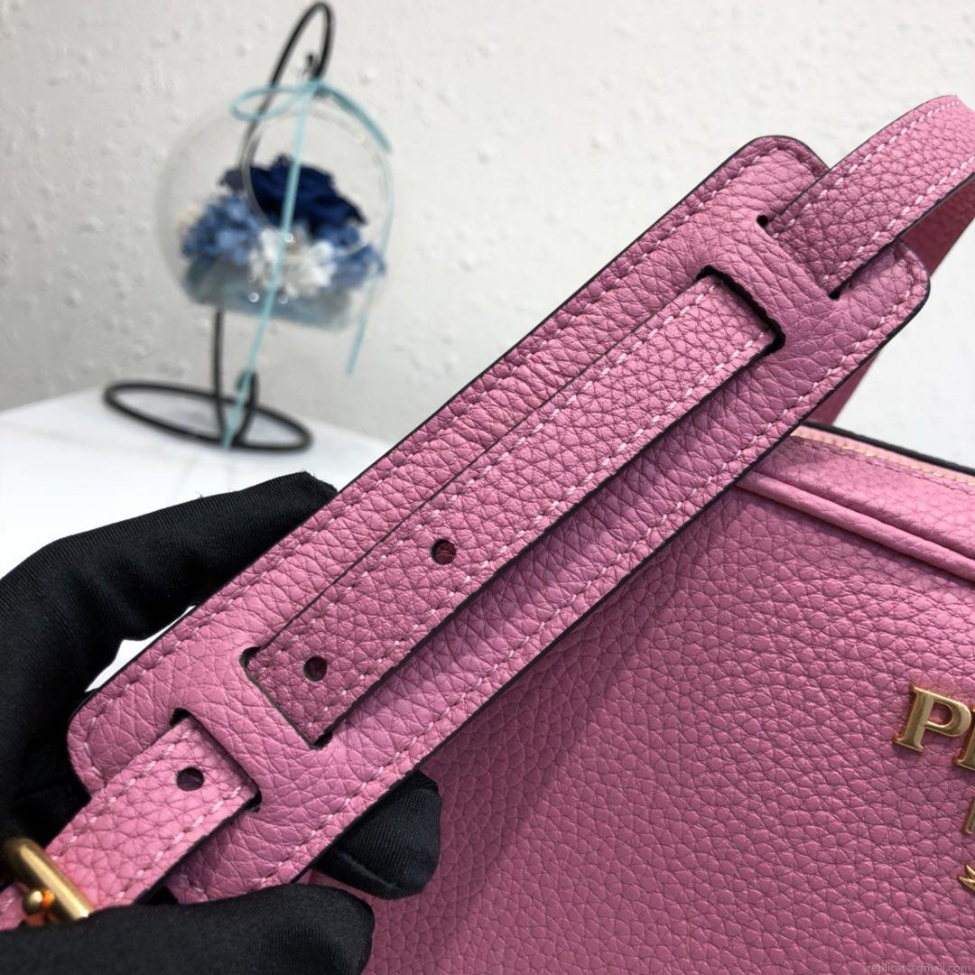Prada 1BH082 Leather bag with shoulder strap Rose Red Gold