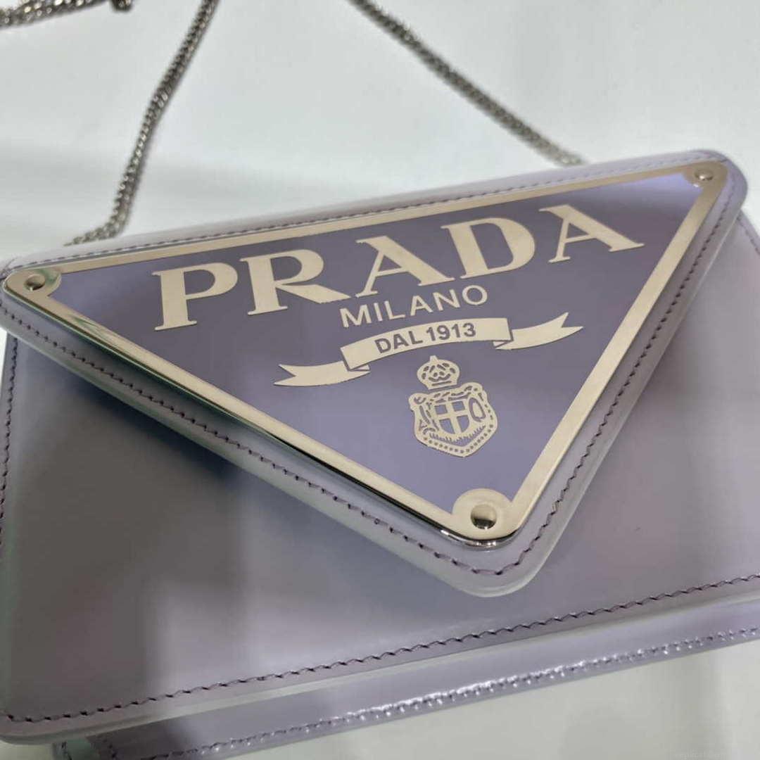 Prada 1BH189 Brushed leather shoulder bag Light Purple