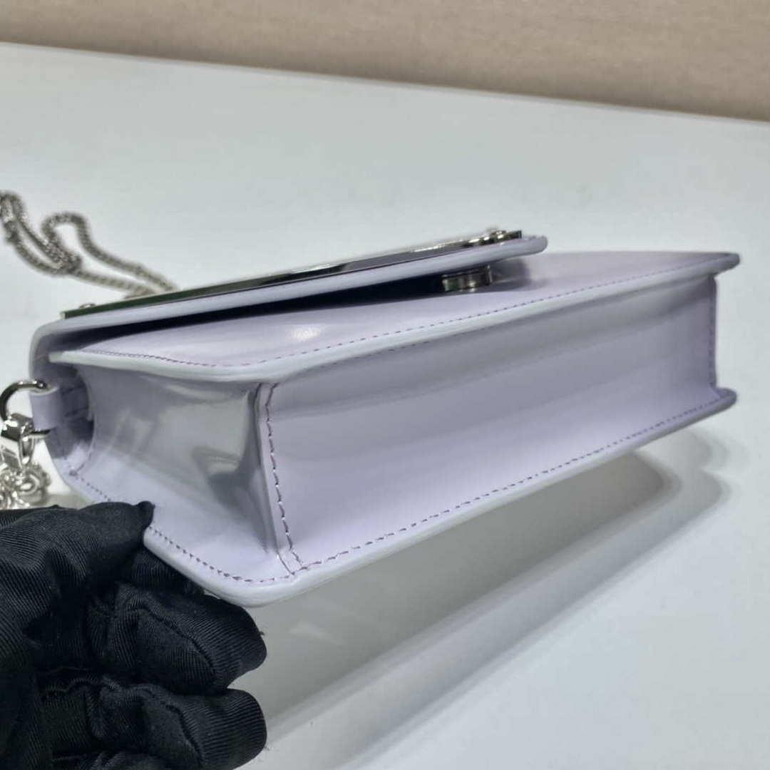 Prada 1BH189 Brushed leather shoulder bag Light Purple