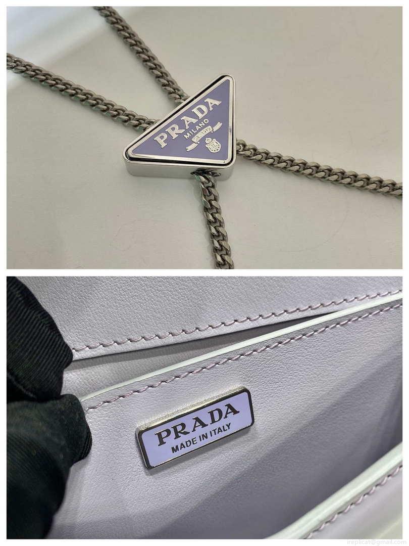 Prada 1BH189 Brushed leather shoulder bag Light Purple