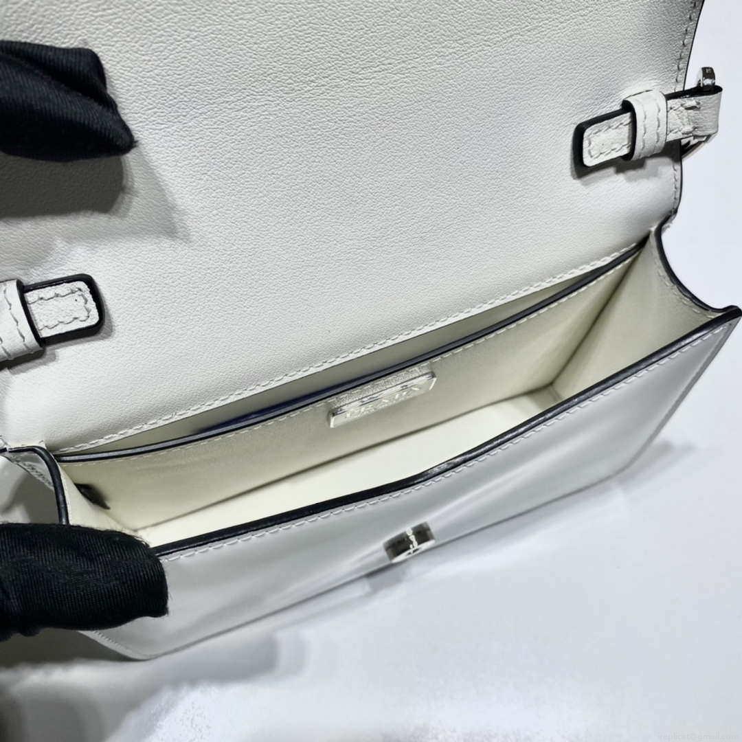 Prada 1BH189 Brushed leather shoulder bag White