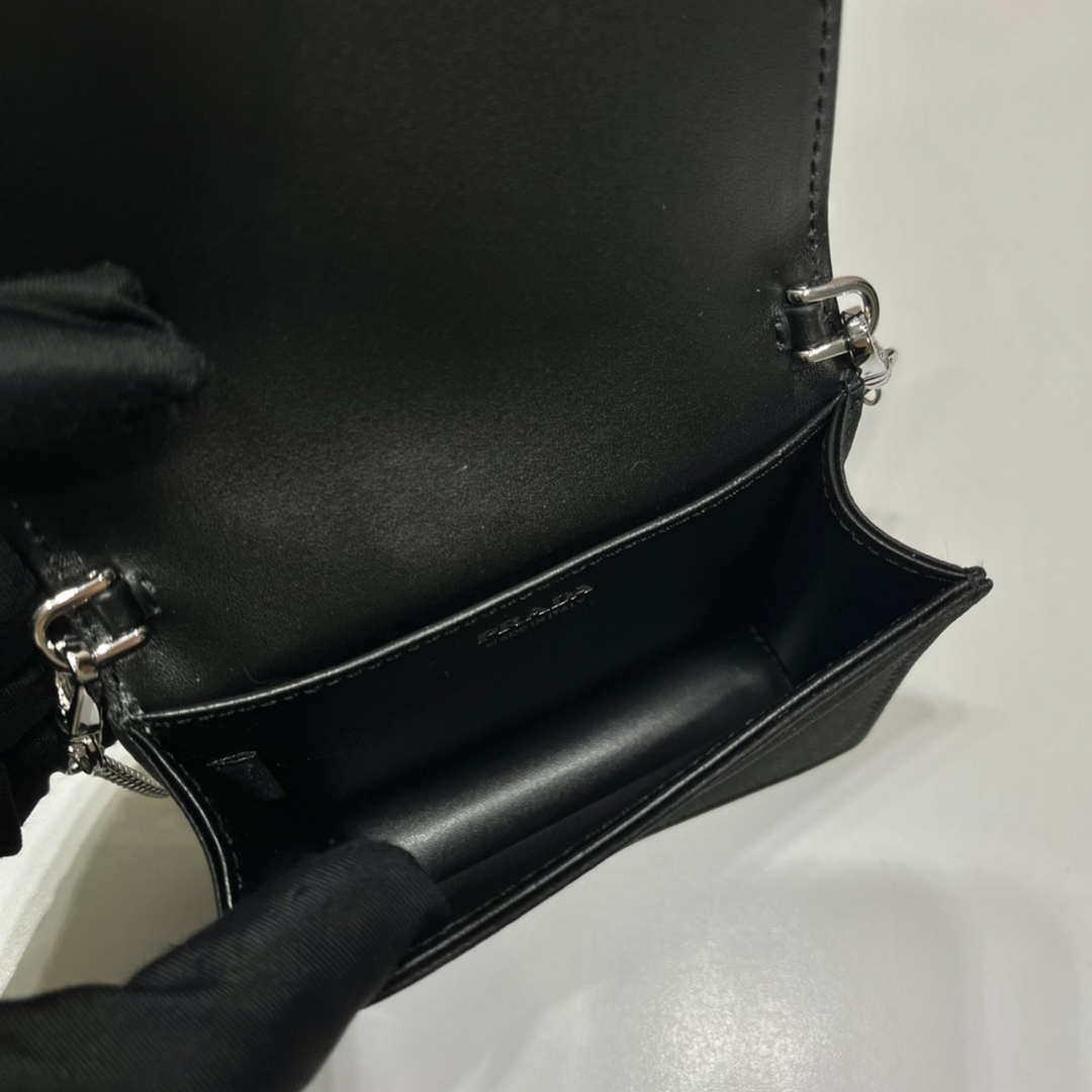 Prada Crystal-studded card holder with shoulder strap 1MR024 Black Crystal