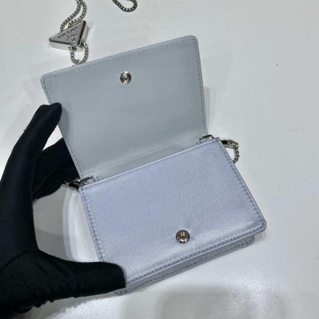 Prada Crystal-studded card holder with shoulder strap 1MR024 White Crystal