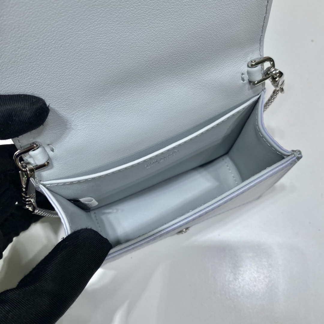 Prada Crystal-studded card holder with shoulder strap 1MR024 White Crystal