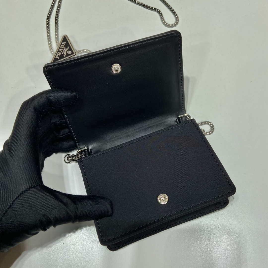 Prada sequins-studded card holder with shoulder strap 1MR024 Black