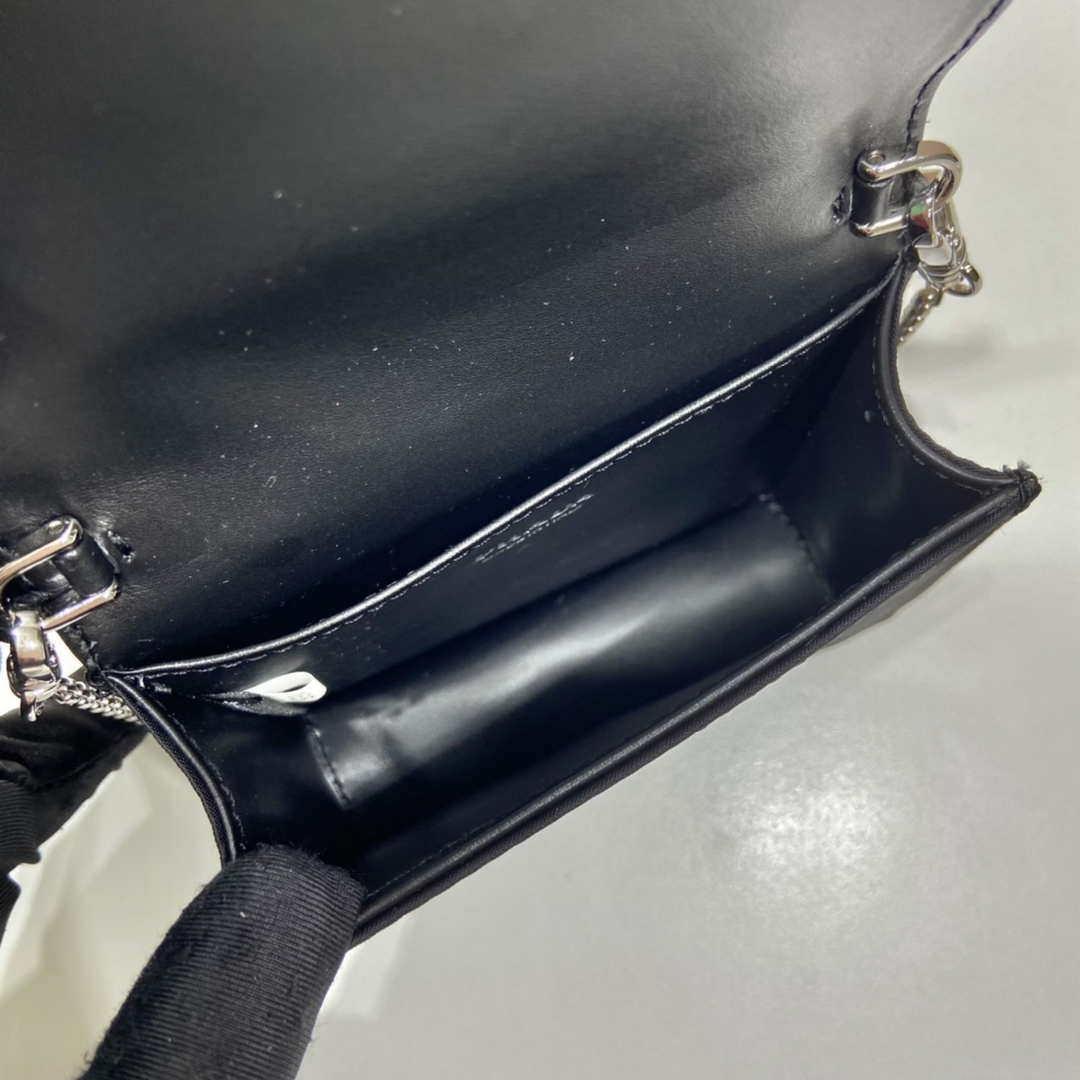 Prada sequins-studded card holder with shoulder strap 1MR024 Black