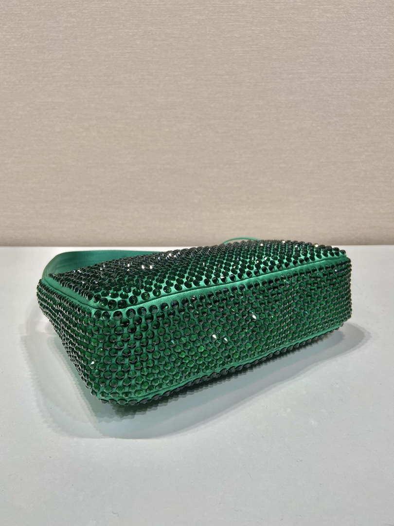 Prada 1NE515 Satin mini-bag with artificial crystals Jade green
