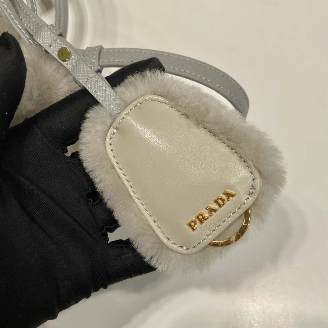Prada 1BA906 Galleria Triangle Logo Mini Bag Gray Ladies Sheepskin