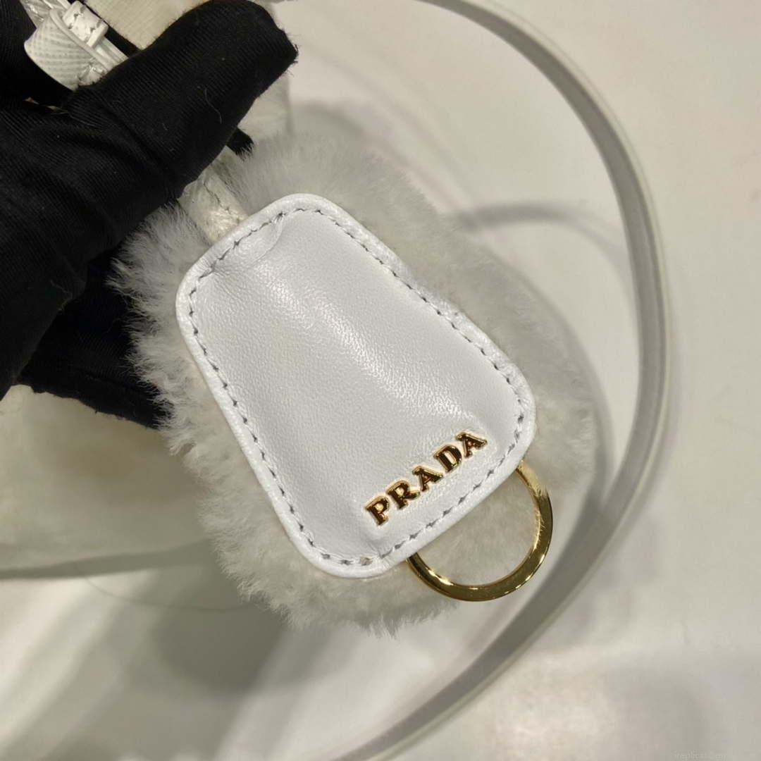 Prada 1BA906 Galleria Triangle Logo Mini Bag White Ladies Sheepskin