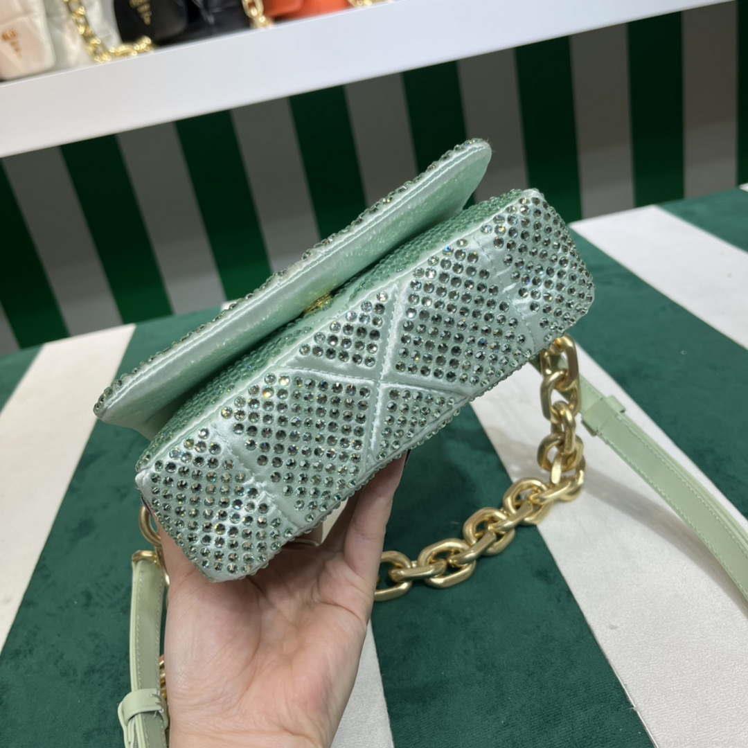 Prada 1BD329 Satin mini-bag with Crystals Green