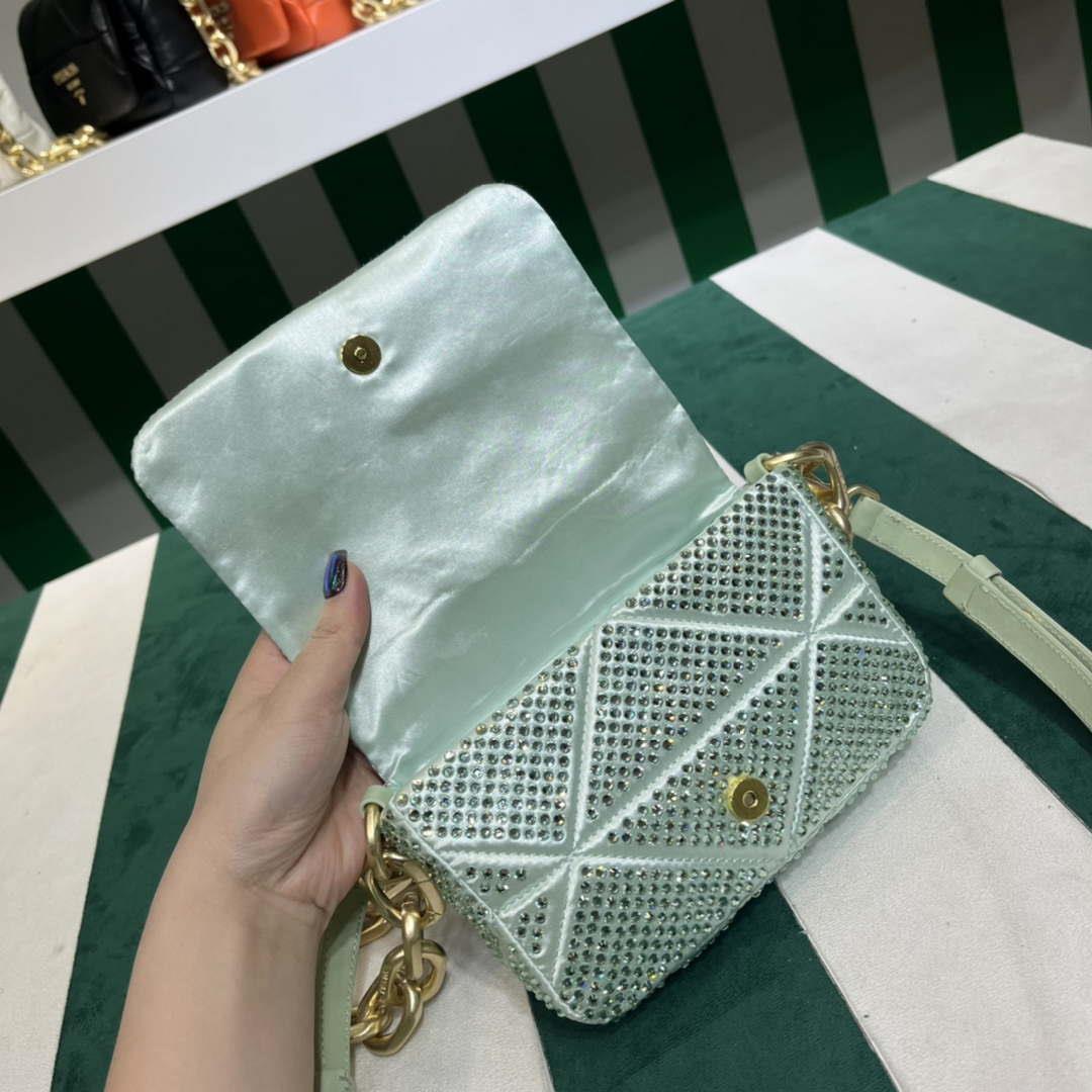 Prada 1BD329 Satin mini-bag with Crystals Green