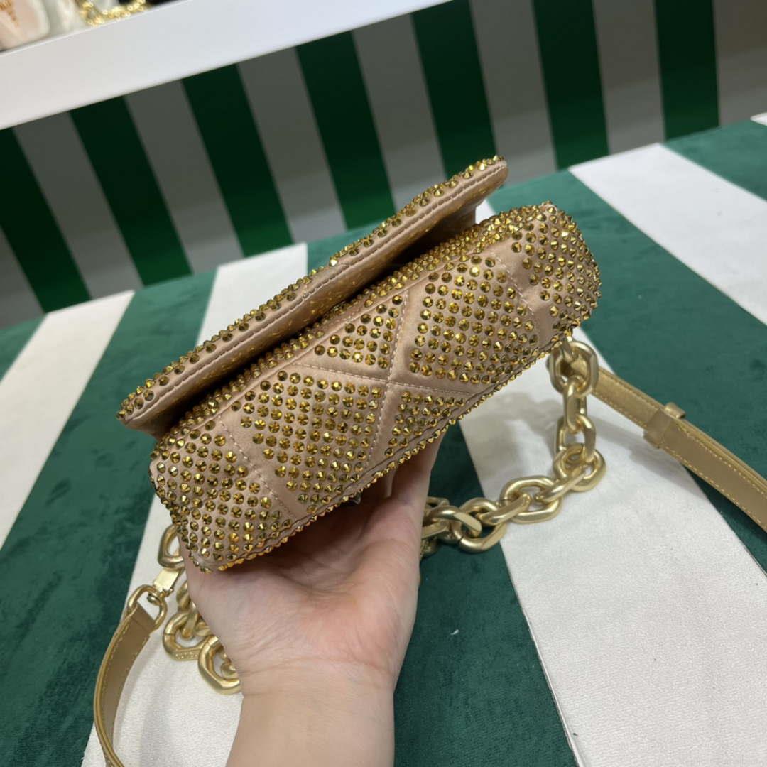 Prada 1BD329 Satin mini-bag with Crystals Gold Red